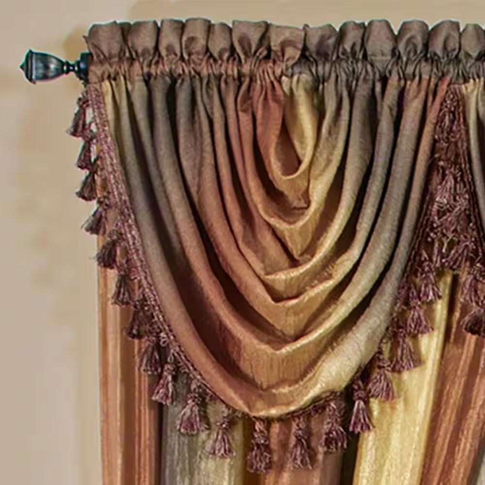 Ombre 42 In. L Polyester Window Curtain Waterfall Valance in Autumn