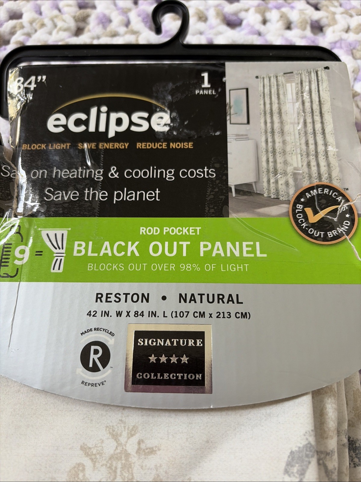 Eclipse Blackout One Rod Pocket Panel 42″ x 84″ Light Gray and Beige