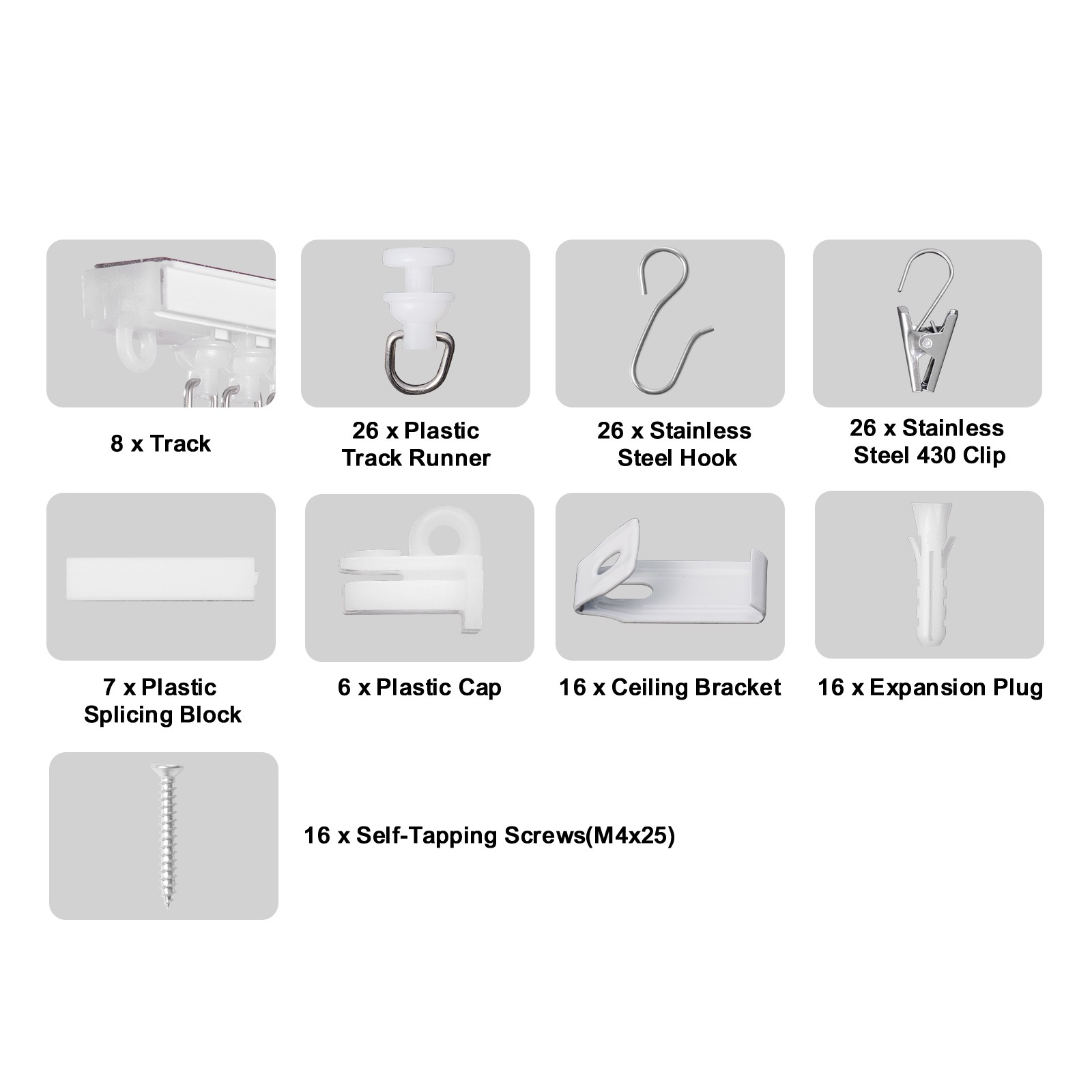 Ceiling Curtain Track Set 9.9 FT/3 Meter Self Adhesive Room Divider White
