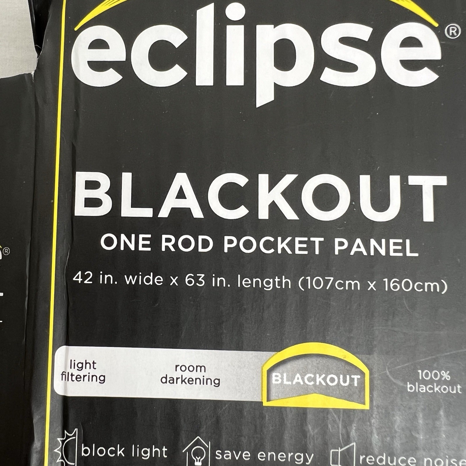 Eclipse Blackout Curtains Panel Rod Pocket 42 in X 63in Length Black