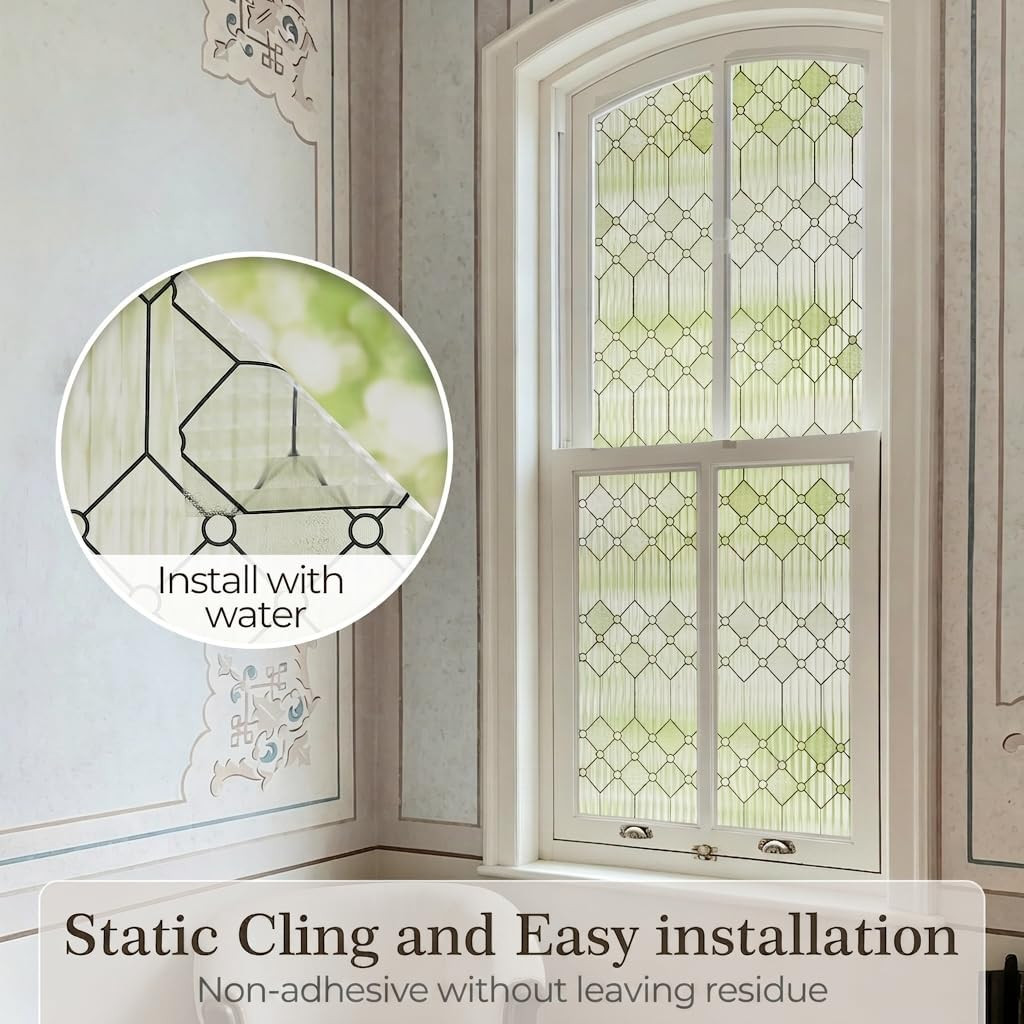 Reeded Glass Window Privacy Film, Frosted Static Cling,17.5″X78.7″ |