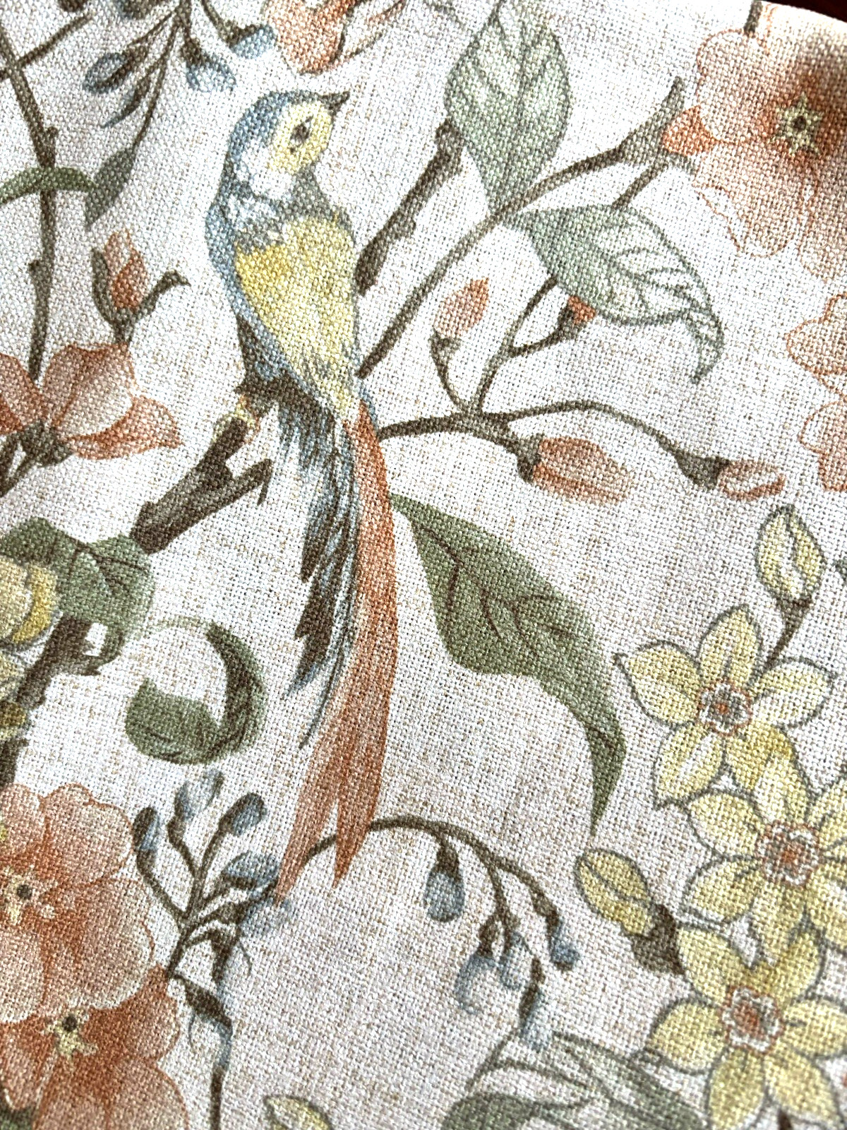 ENVOGUE Window Curtains 2 Panels Beige 37” x 96 ” Flowers Birds Floral New
