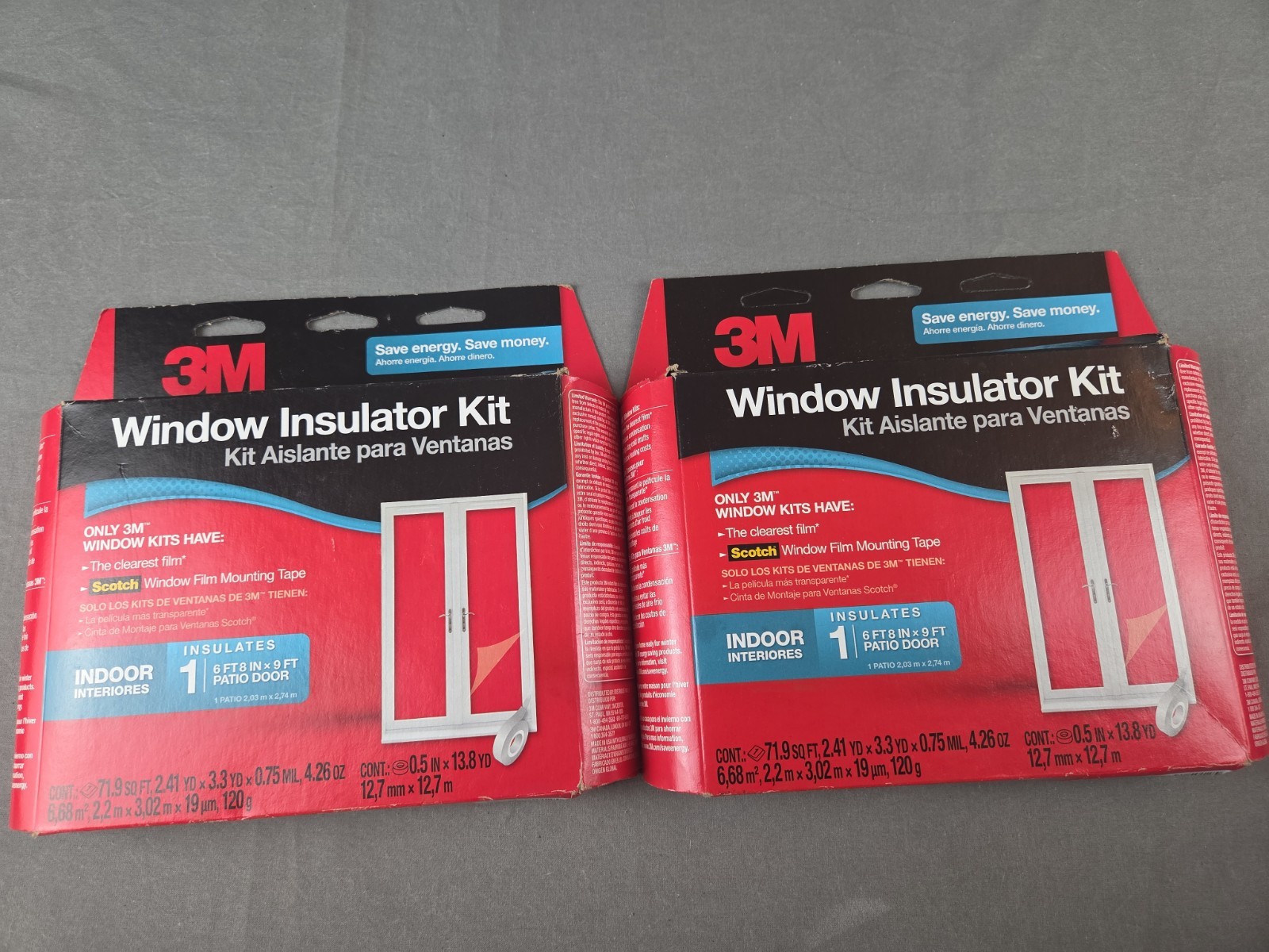 2X NEW 3M Window Insulator Kit Indoor (6ft 8in x 9ft) Patio Door Clear Film