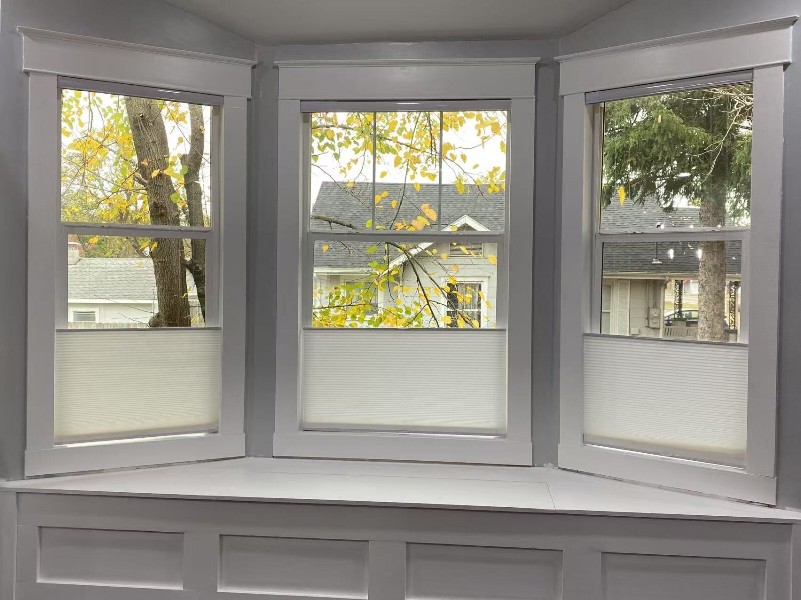 No Tool Top Down Light Filtering Blue Cellular Shades Cordless Honeycomb Blinds
