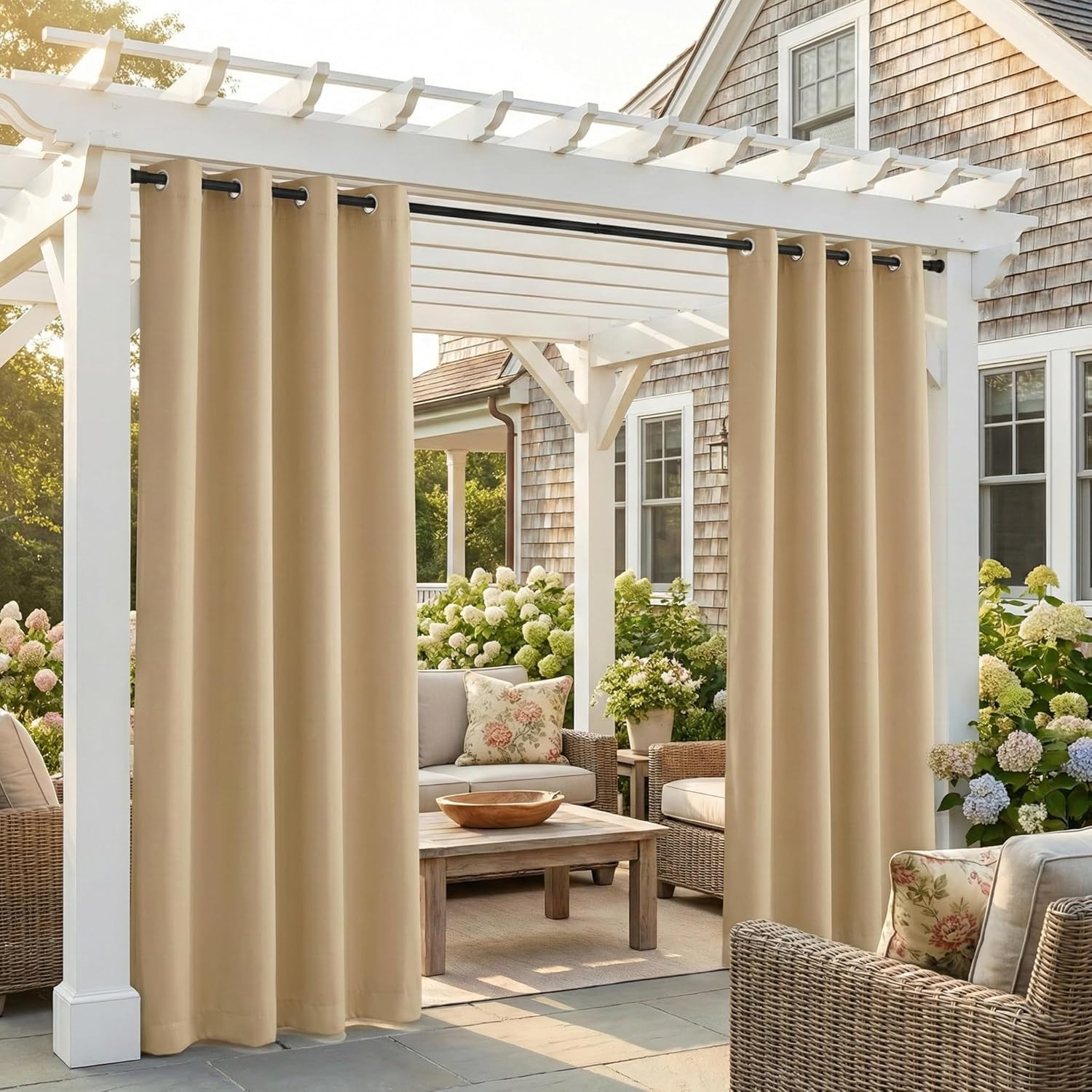Outdoor Curtains for Patio Waterproof 84 Inches Long 2 Panels Set, Weatherproof