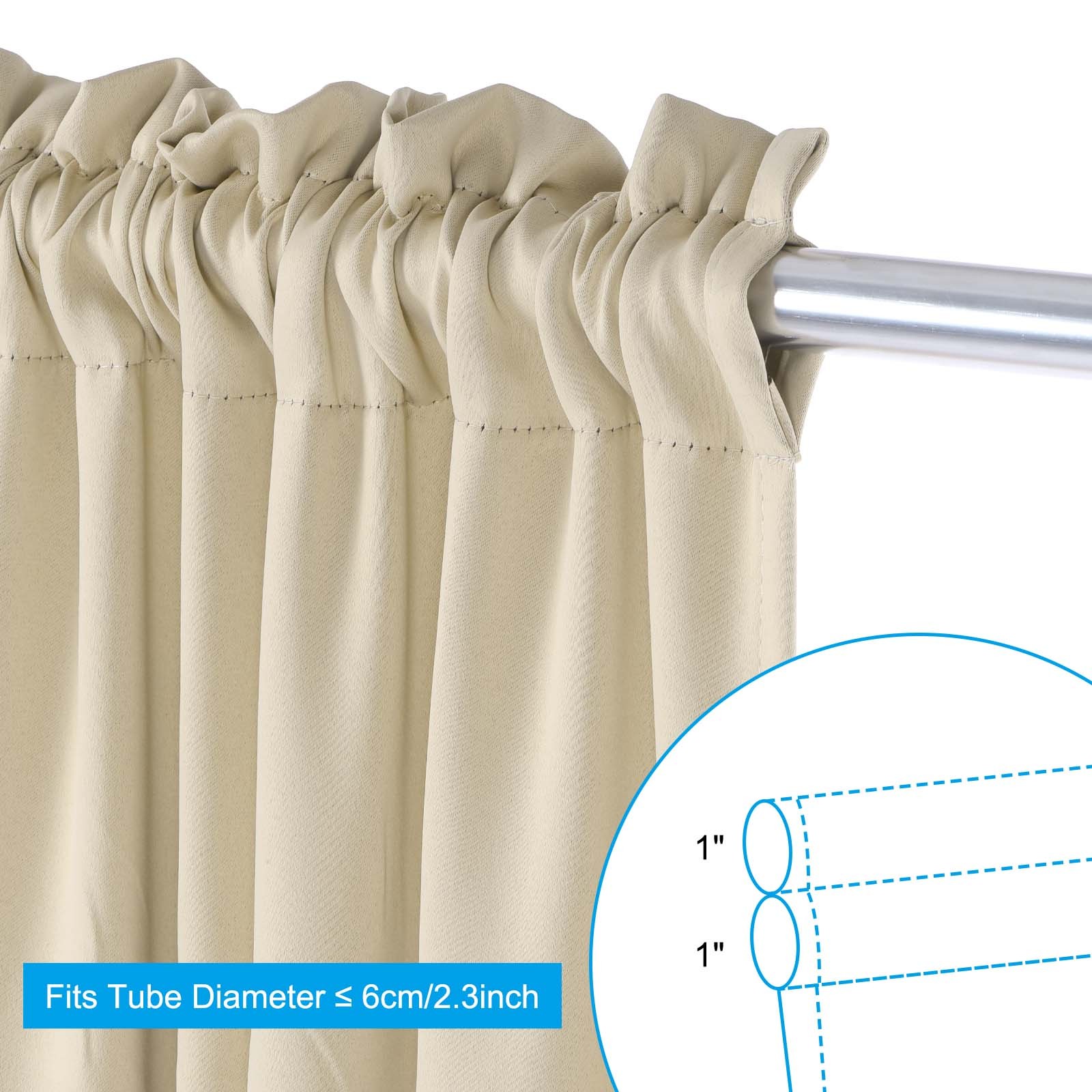 Blackout Door Curtain 25″ x 72″ French Window Door Curtain 1 Panel Beige