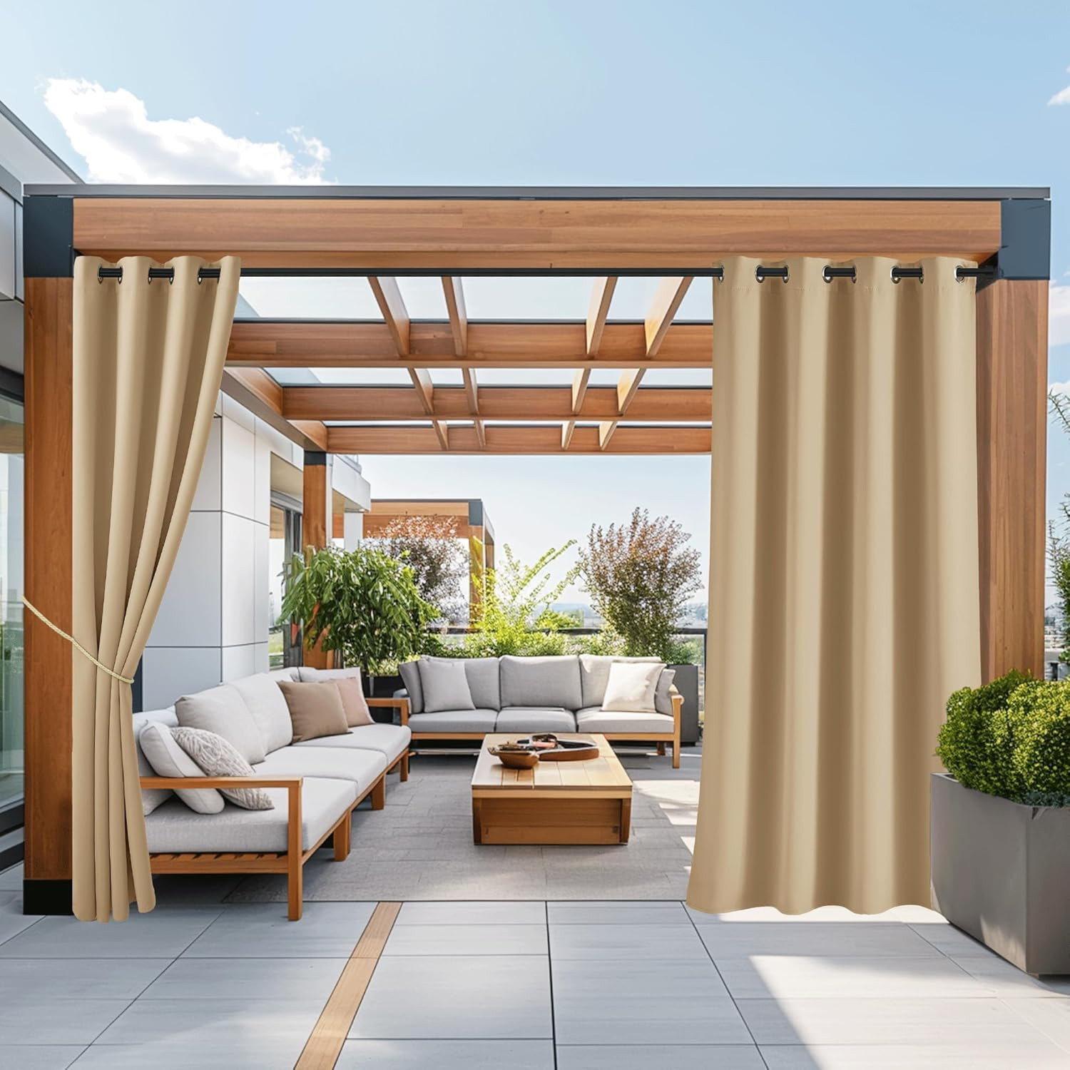 Outdoor Curtains for Patio Waterproof 84 Inches Long 2 Panels Set, Weatherproof