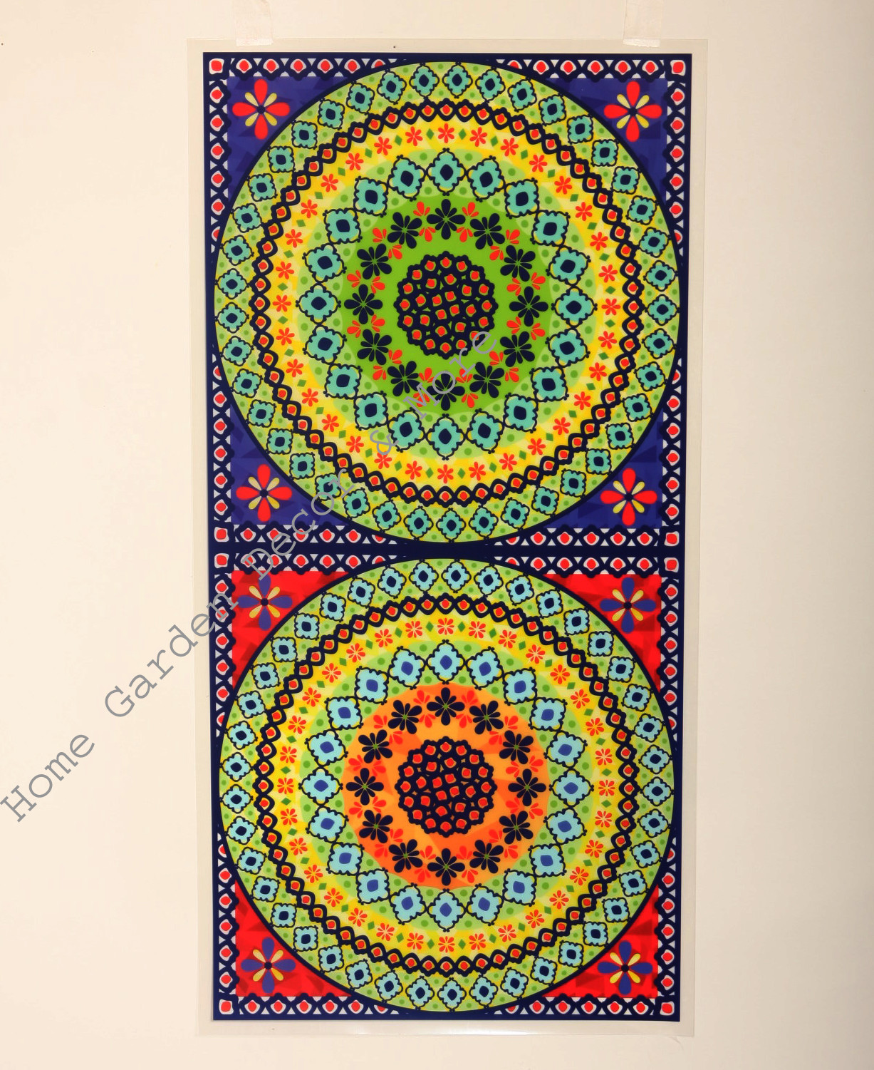 Round Medallion Stained Glass Window Film Sticker Decal Peel Stick 21.3″ x 10.6″