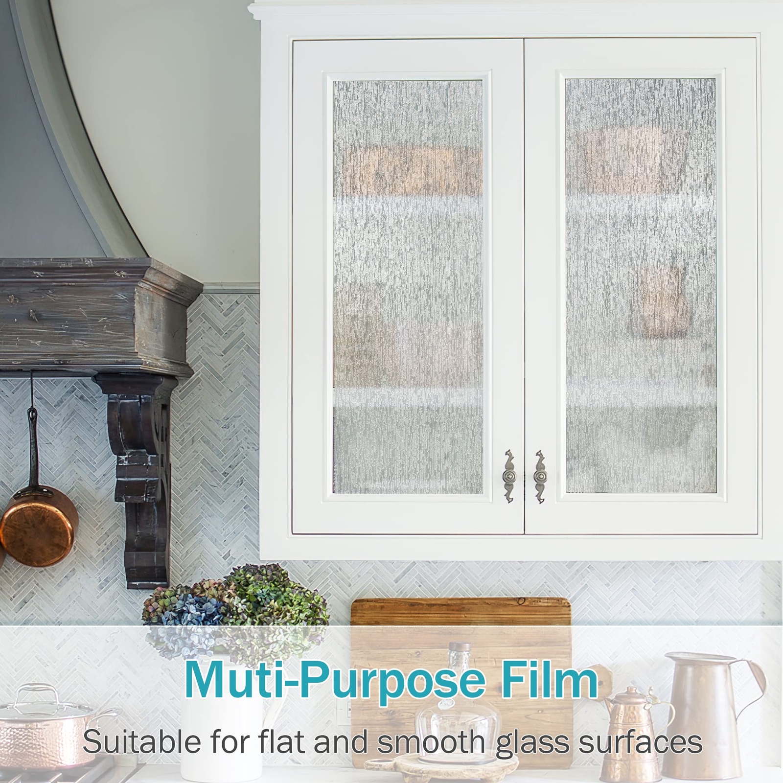 Rain Glass Window Privacy Film Window Static Clings Decor, 17.3×78.7 Inch