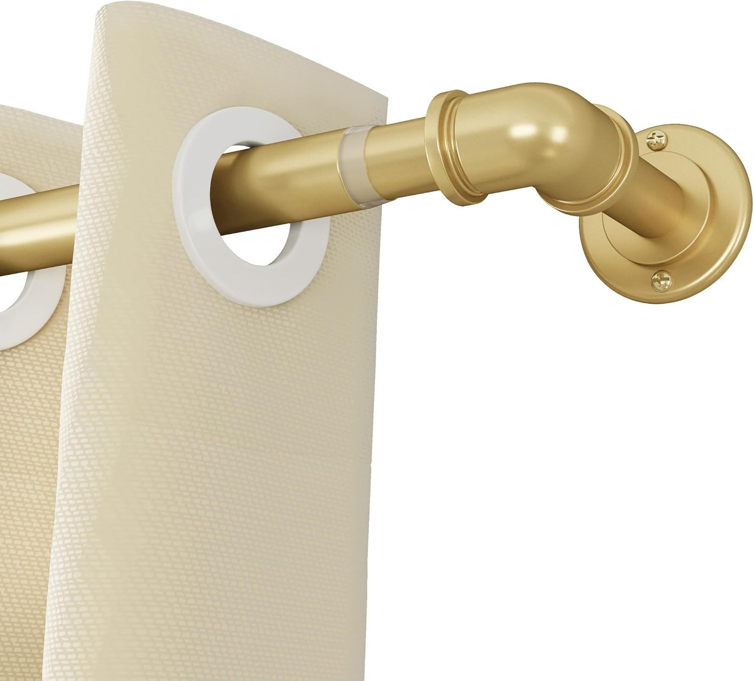 Classic Industrial Pipe Curtain Rod 18in-45in Golden Heavy-Duty Wall Mount Pole