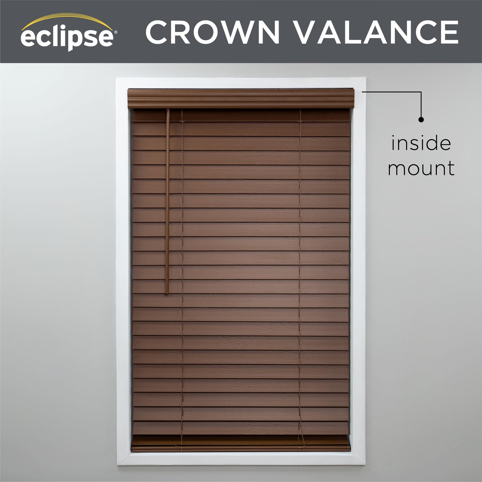 Eclipse 2In. Faux Wood Blinds 64W X 72L In Dark Oak – Blinds Certified