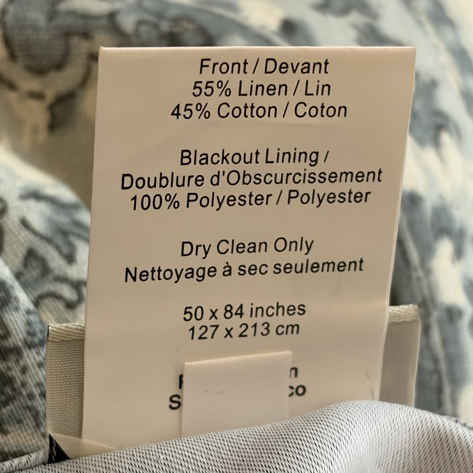 Pair Pottery Barn Blue Gray 50×84” Paisley Lined Drape Pole & Hook Top Blackout