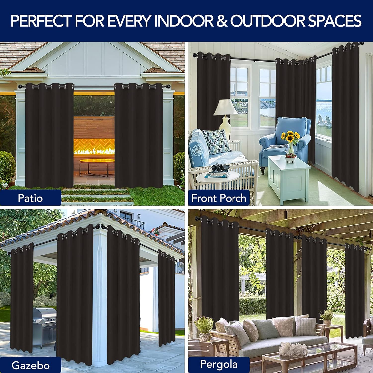 Outdoor Curtains for Patio Waterproof Weatherproof outside Curtains | UV Resista