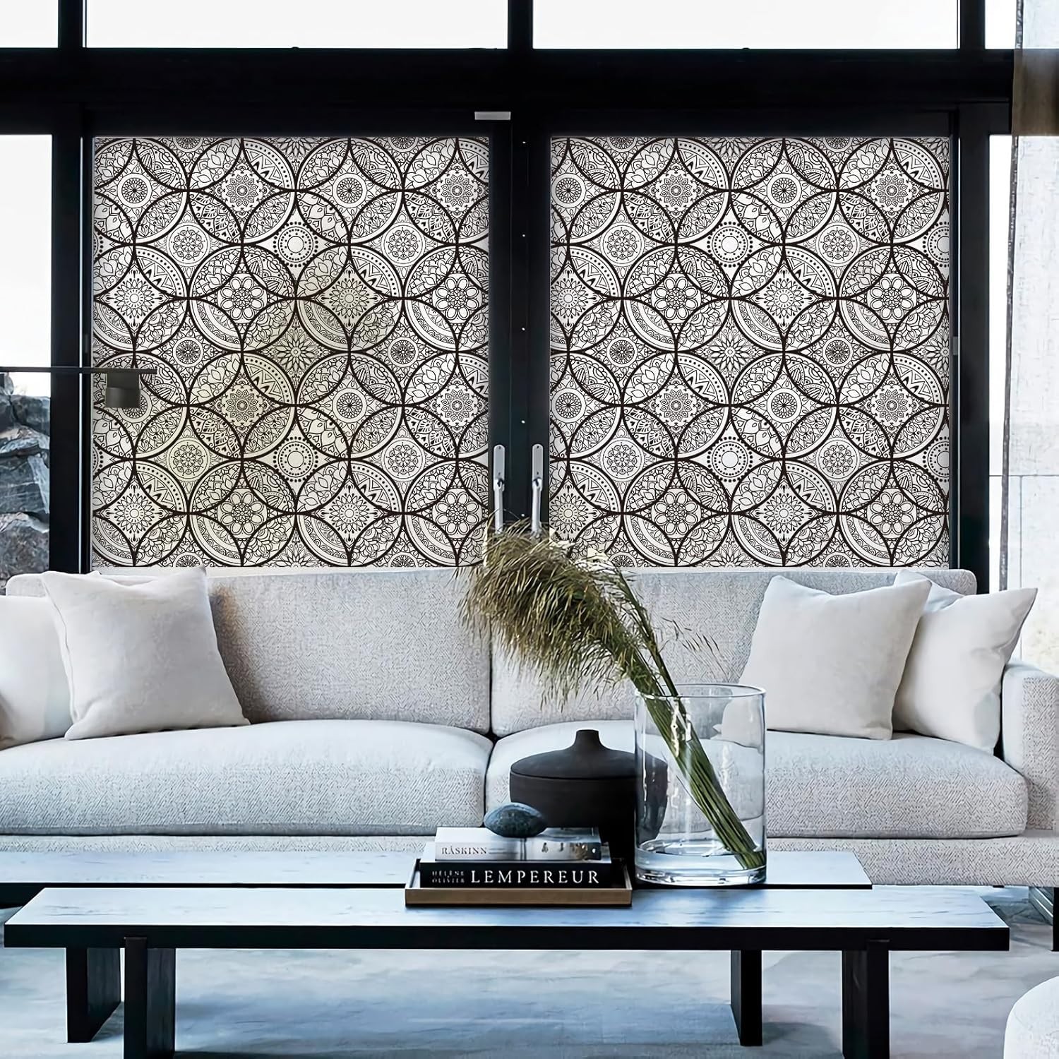 Stylish Static Cling Privacy Film – Pure Black, 17.7″ x 78.7″ for Home Decor