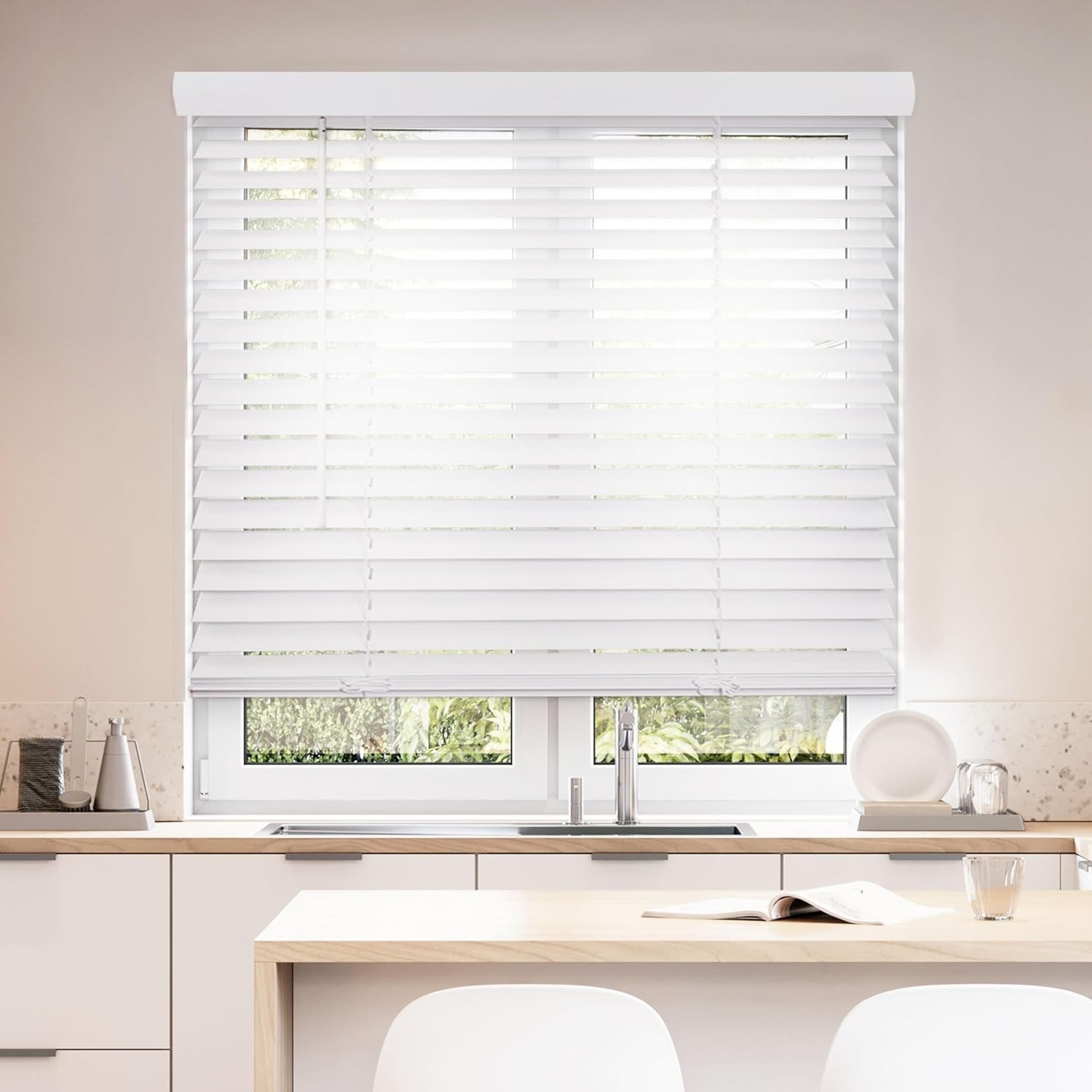 Versatile Cordless 2″ Faux Wood Blinds – 31.75″ W x 48″ H – Perfect for Any Room
