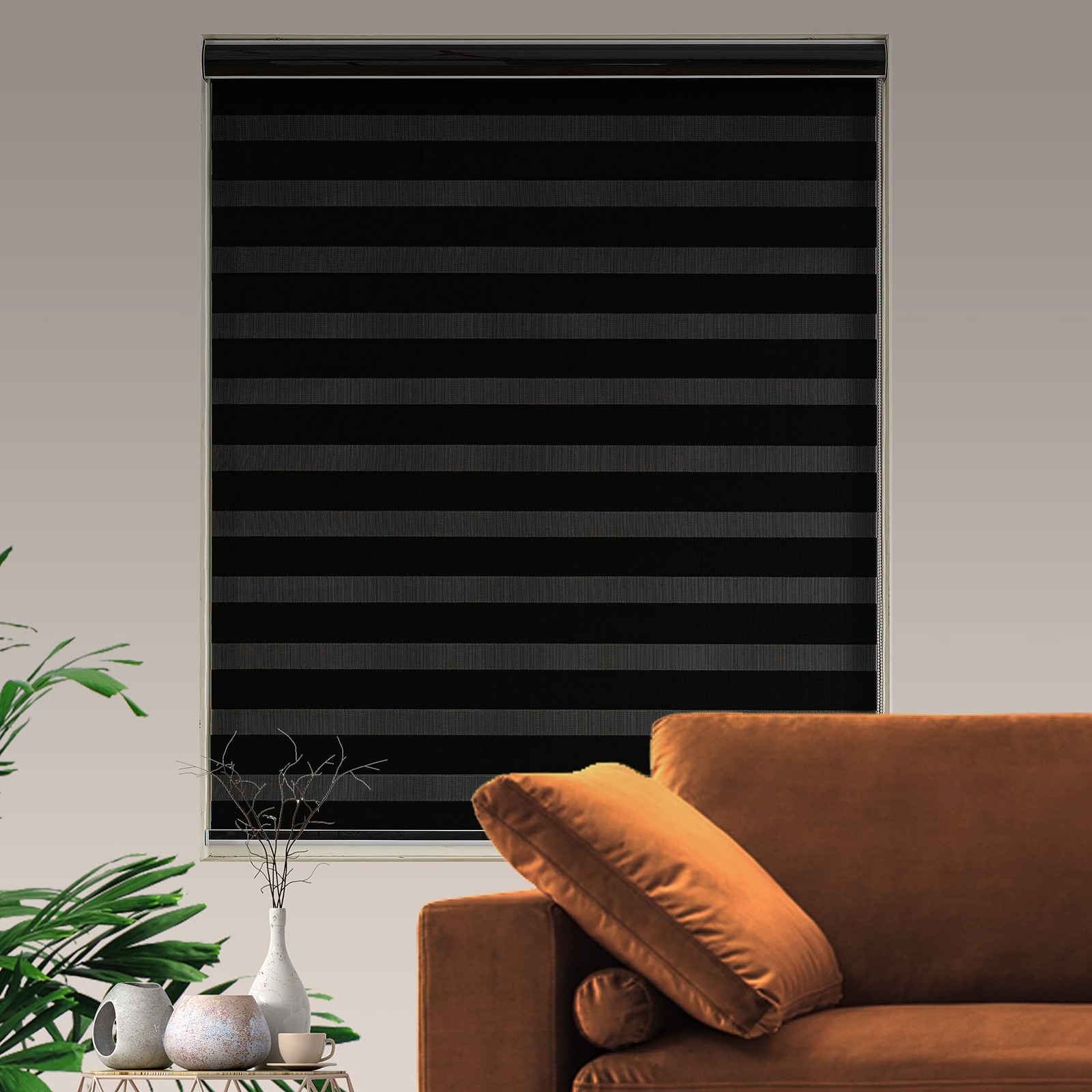 Jiangpin Textile Blackout Zebra Blinds Dual Layer Free-Stop Room Darkening