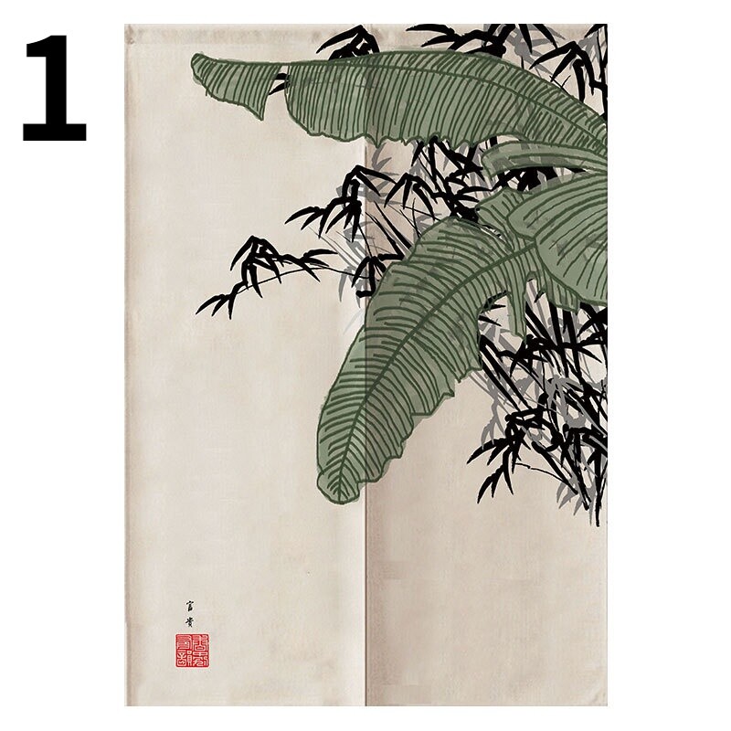 Chinese Door Curtain Room Divider Half Valance Noren Doorway Hanging Flag Home