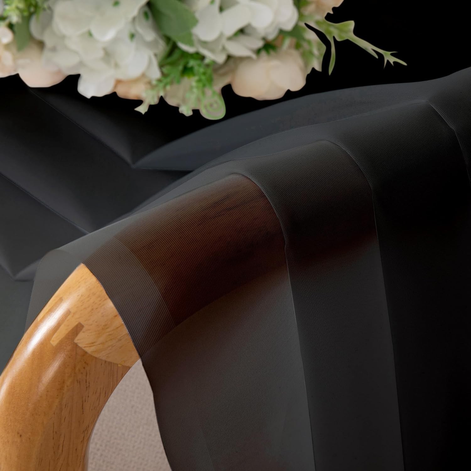 Light Filtering Black Sheer Curtain Set – 63 Inch Drapes for Any Room, 2 Pieces