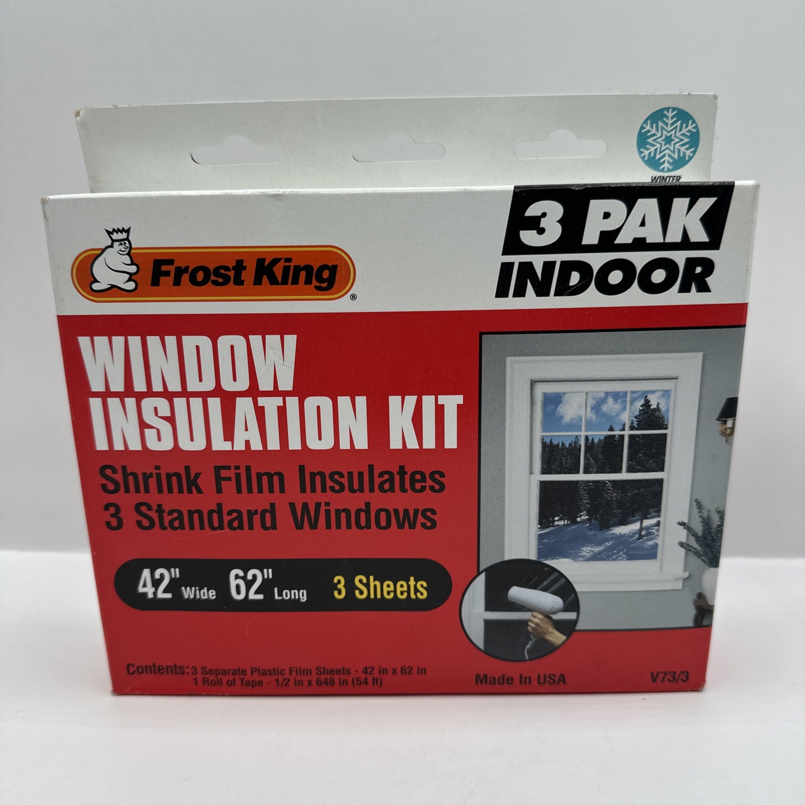 Frost King Indoor Window Insulation Shrink Kit 62 in x 42 in 3pk Clear NIB