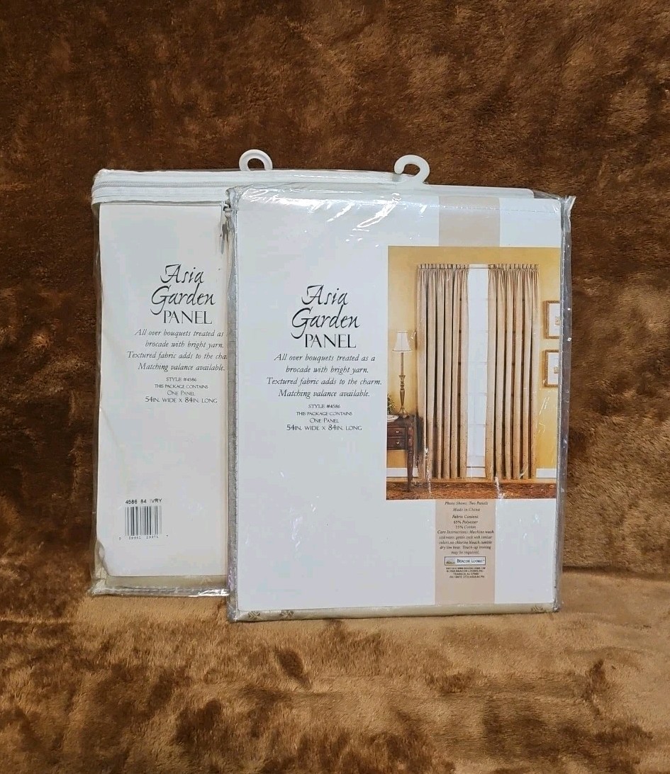 VTG 2004 Beacon Looms Set Of 2 Asia Garden Curtain Panels 54″ W X 84″ L NEW