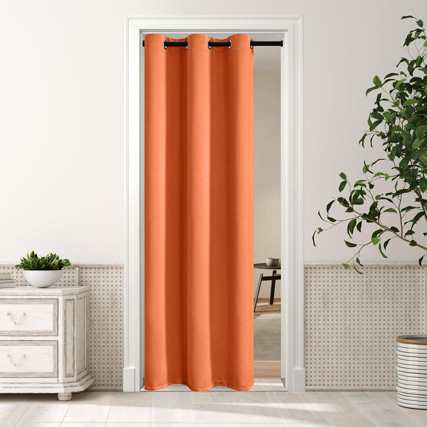 Orange Blackout Curtain for Bedroom, Single Panel Curtains for Living Room 84 In
