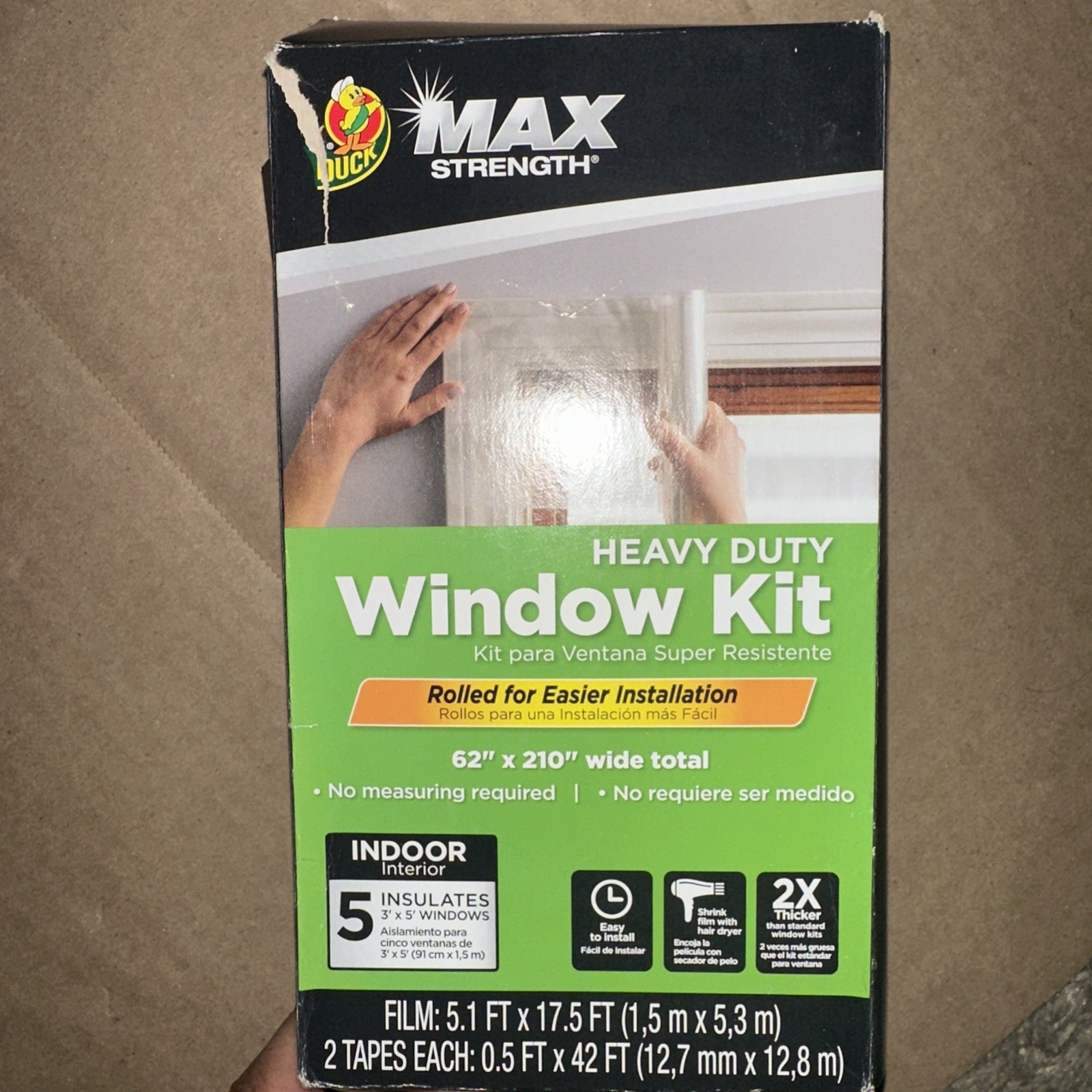Duck Max Strength 5 Window Kit Heavy Duty Insulating Film 62″ x 210″ 1.5 Mil