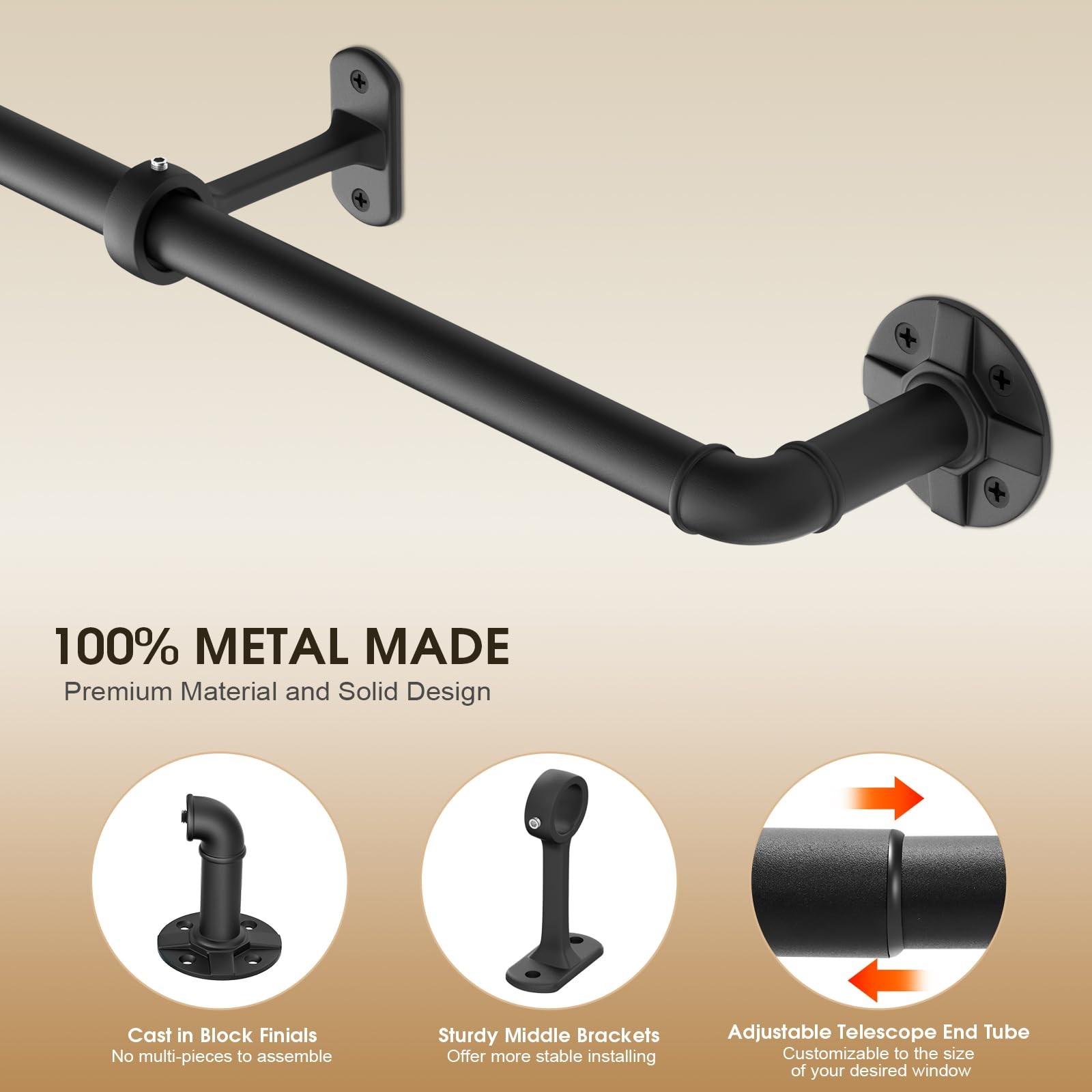 240-Inch Extra Long Blackout Curtain Rod – Heavy Duty Industrial Adjustable D…
