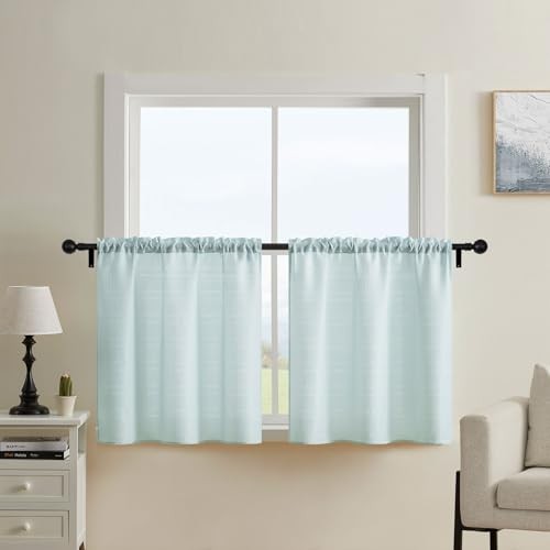 Water Repellent Bathroom Curtains for Small 30″W x 36″L (Pack of 2) Blue
