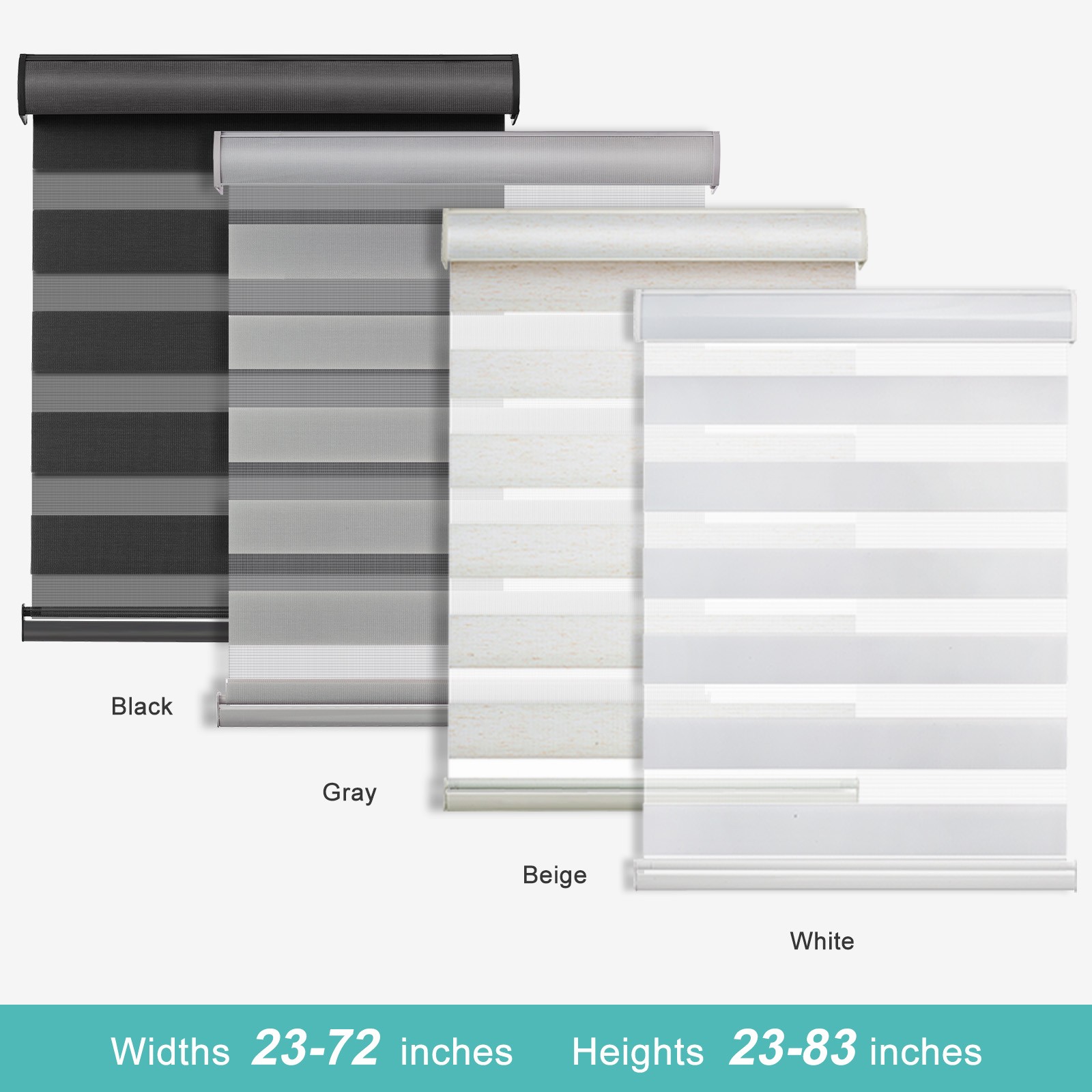Horizontal Shade Window Blind Zebra Dual Roller Blinds Curtains,Easy to Install