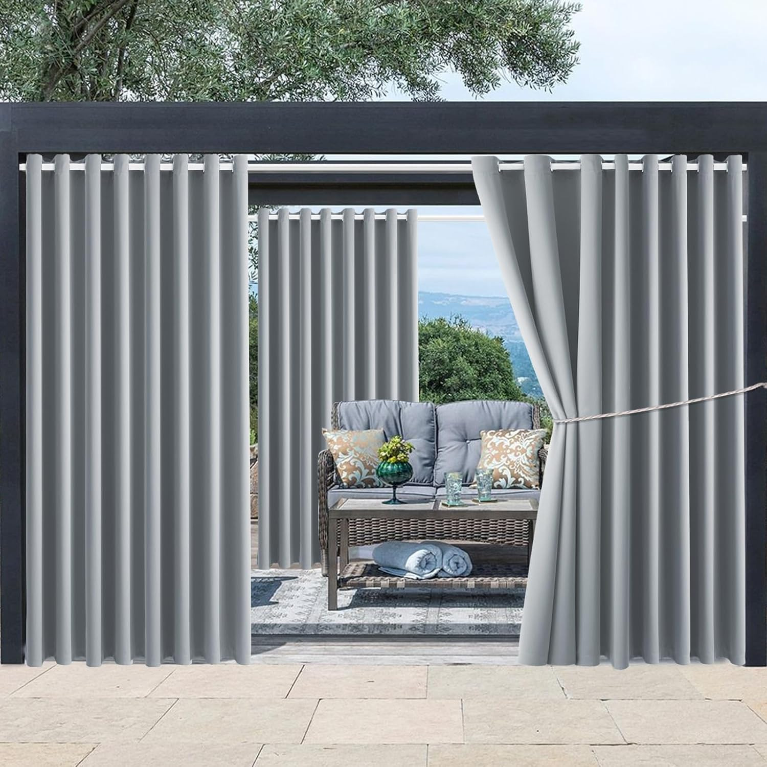Waterproof Outdoor Curtain W105 X L108 – Grommet Top Sunlight Blocking Window Tr