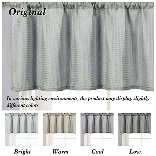 Waffle Bathroom Window Curtains, Short Water 24″W x 24″L (Pack of 2) Grey