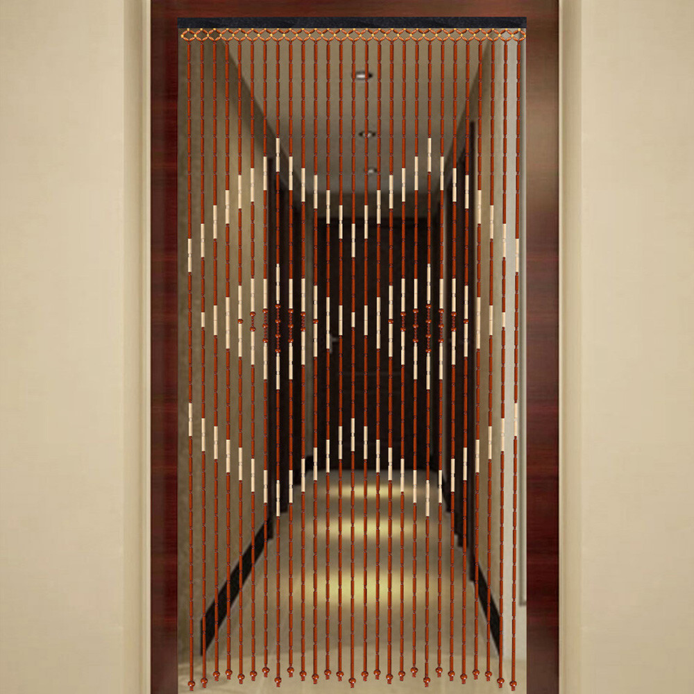 90x175CM Wooden Beaded Bamboo Door Curtain Hanging Fly Screen Blind Divider Room
