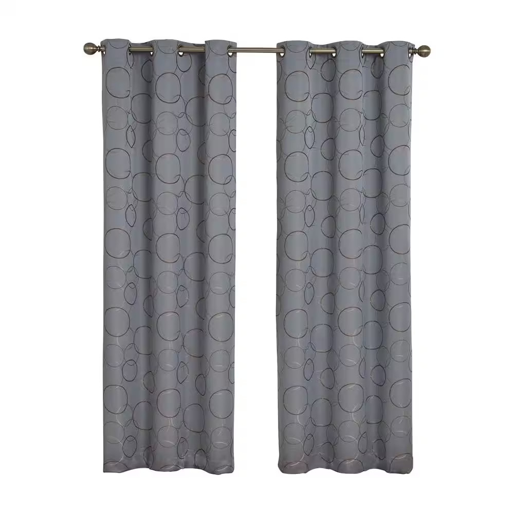 Meridian River Blue Polyester Geometric 42 In. W X 84 In. L Lined Grommet Blacko