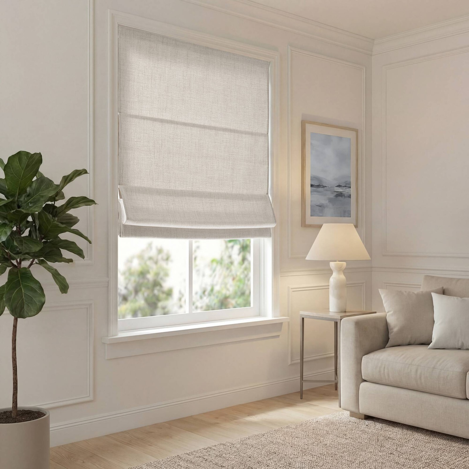 1 Piece 27×64″ Room Darkening Cordless Roman Shade,White