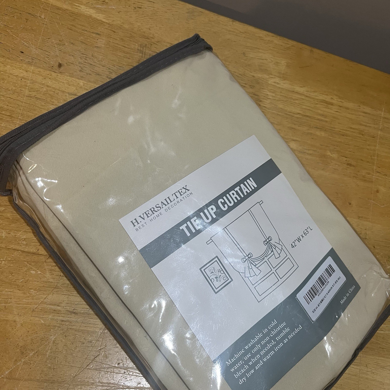 H.VERSAILTEX Blackout Khaki Tan Tie Up Curtain 42″W x 63″L Roman Shade