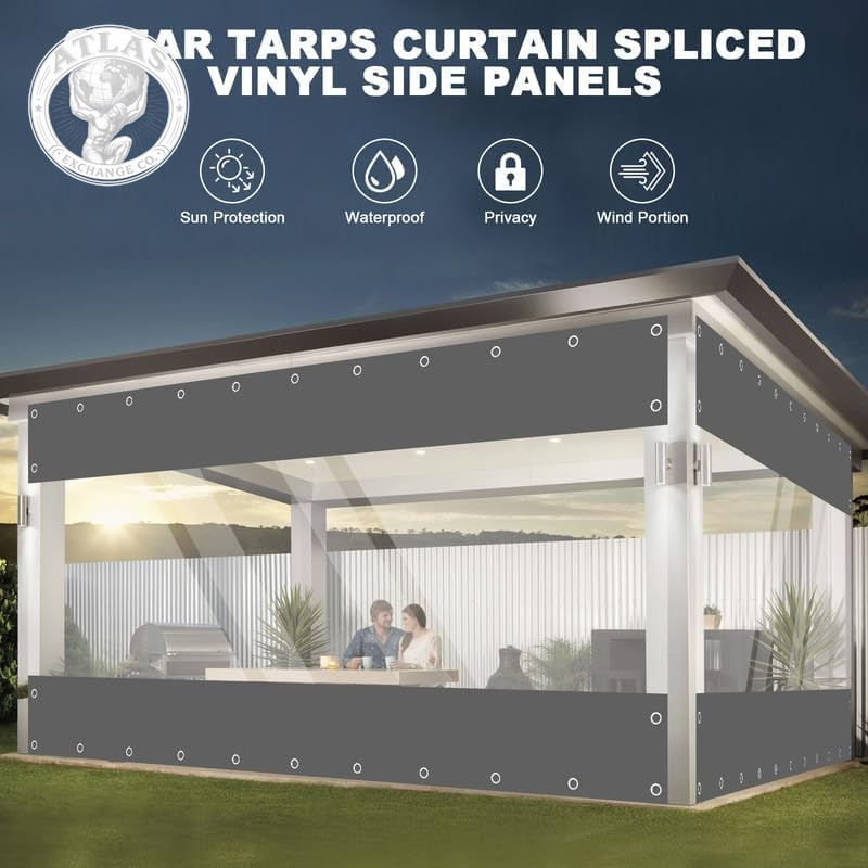 Clear Vinyl Curtains for Patio Enclosure, 23Oz Heavy Duty Waterproof Anti-Uv and