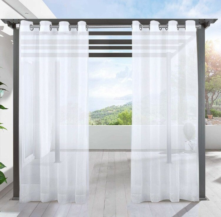 (1) Patio Sheer Curtain 1 Panel Indoor Outdoor Grommet Waterproof White 84″