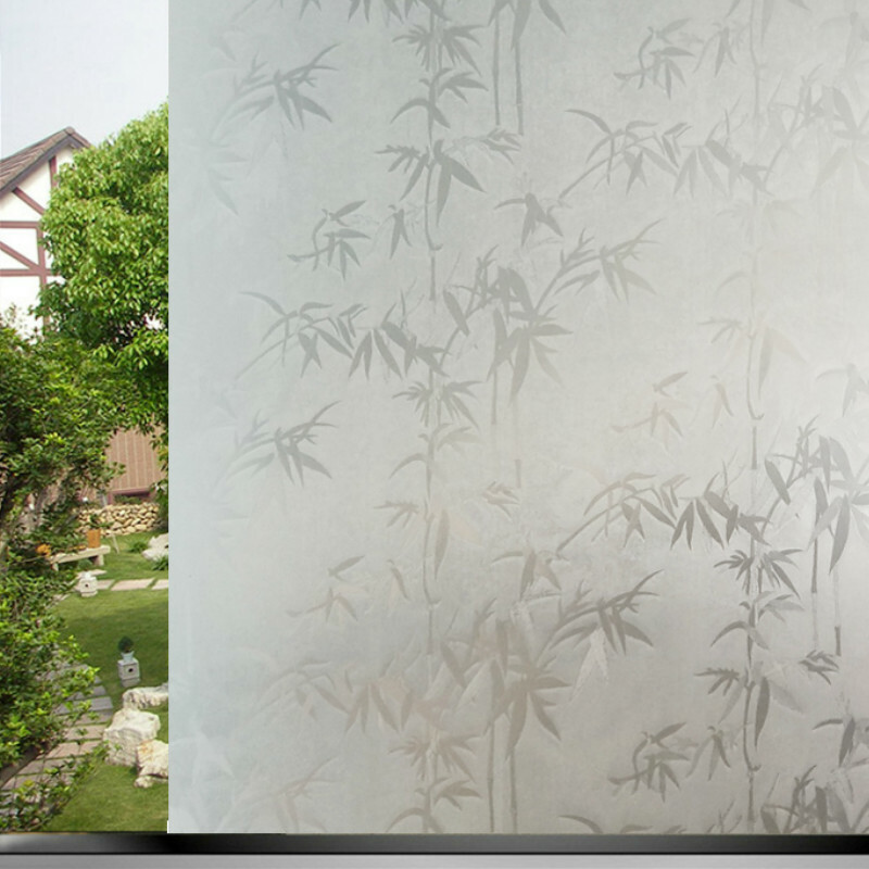 3D Bamboo Stained Window Films Self-adhesive Clings Frosted Sticker Modern Decor