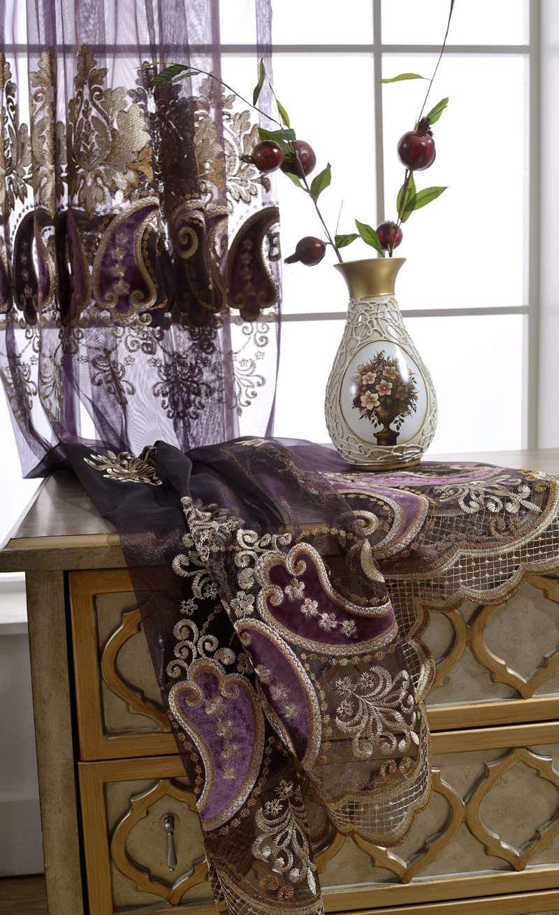 European Curtains Applique Blackout Velvet Cloth Drape Transparent Sheer 1 Piece