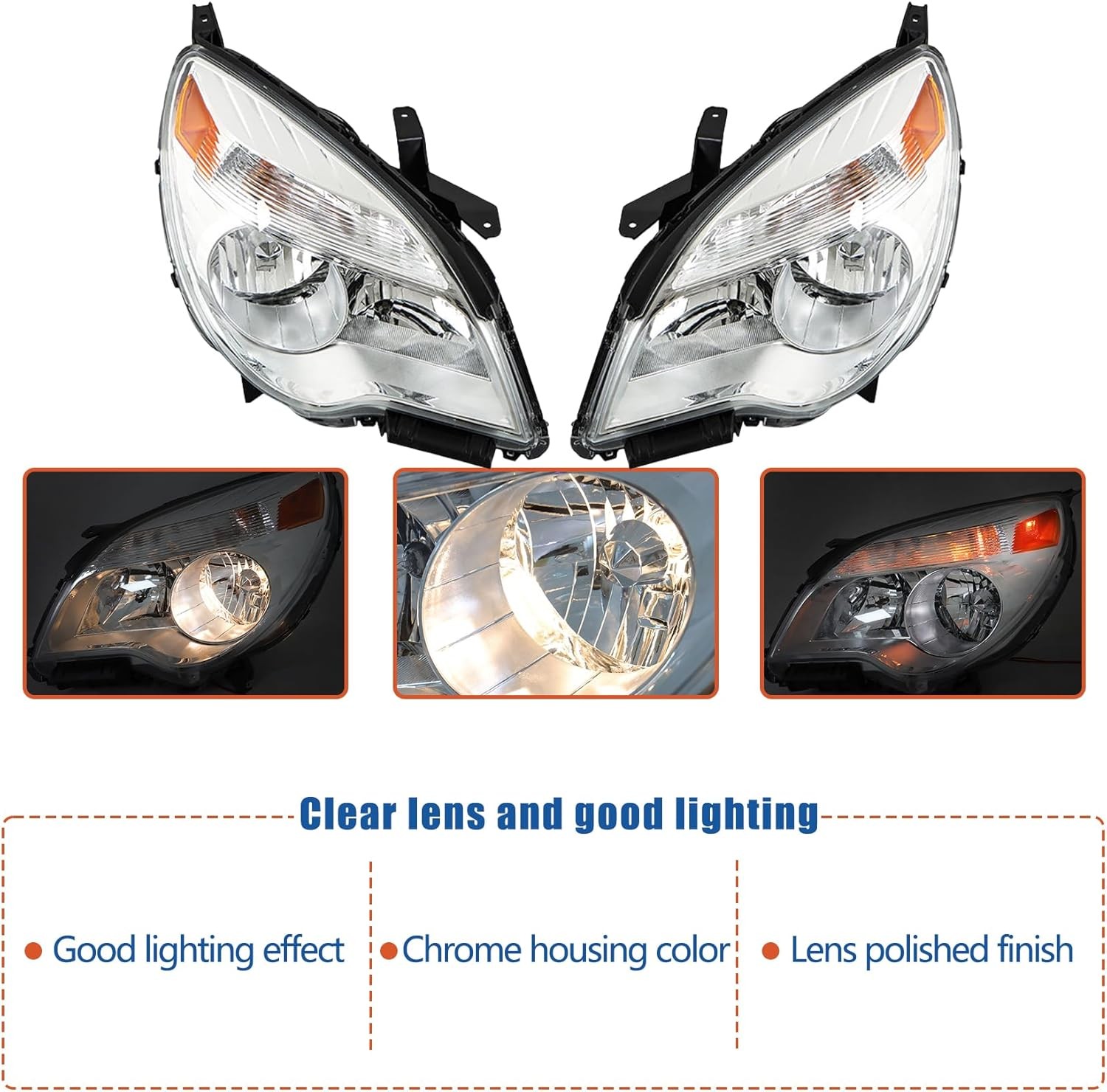 Headlight Assembly Replacement for Chevy Equinox 2011-2015 Headlights w/o