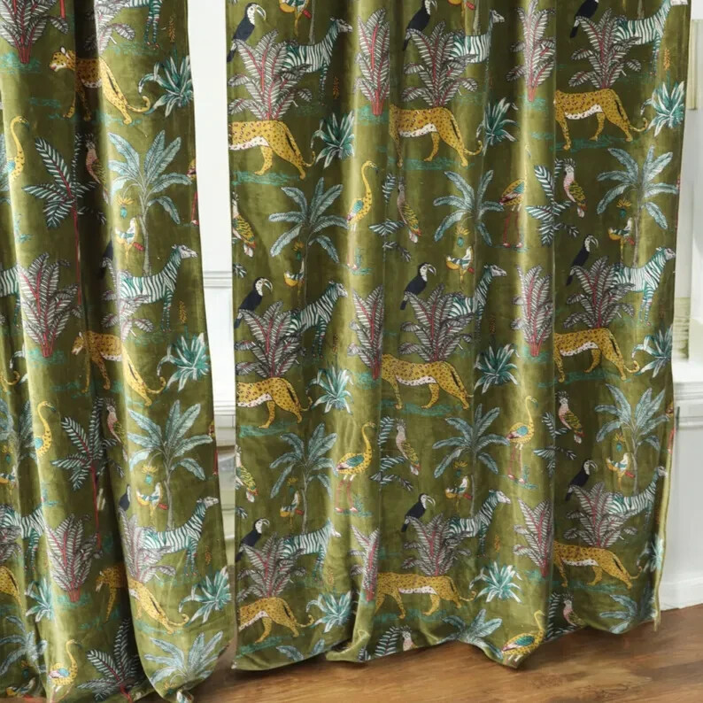INDIAN VINTAGE COTTON VELVET CURTAIN DRAPE WINDOW DECOR HEAVY DOOR CURTAIN