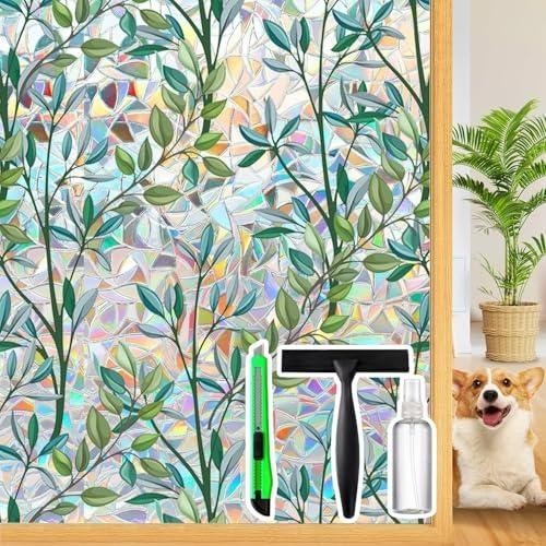 Rainbow Privacy Film with Cutting Line, 3D Decals Stained Glass Window Clings…