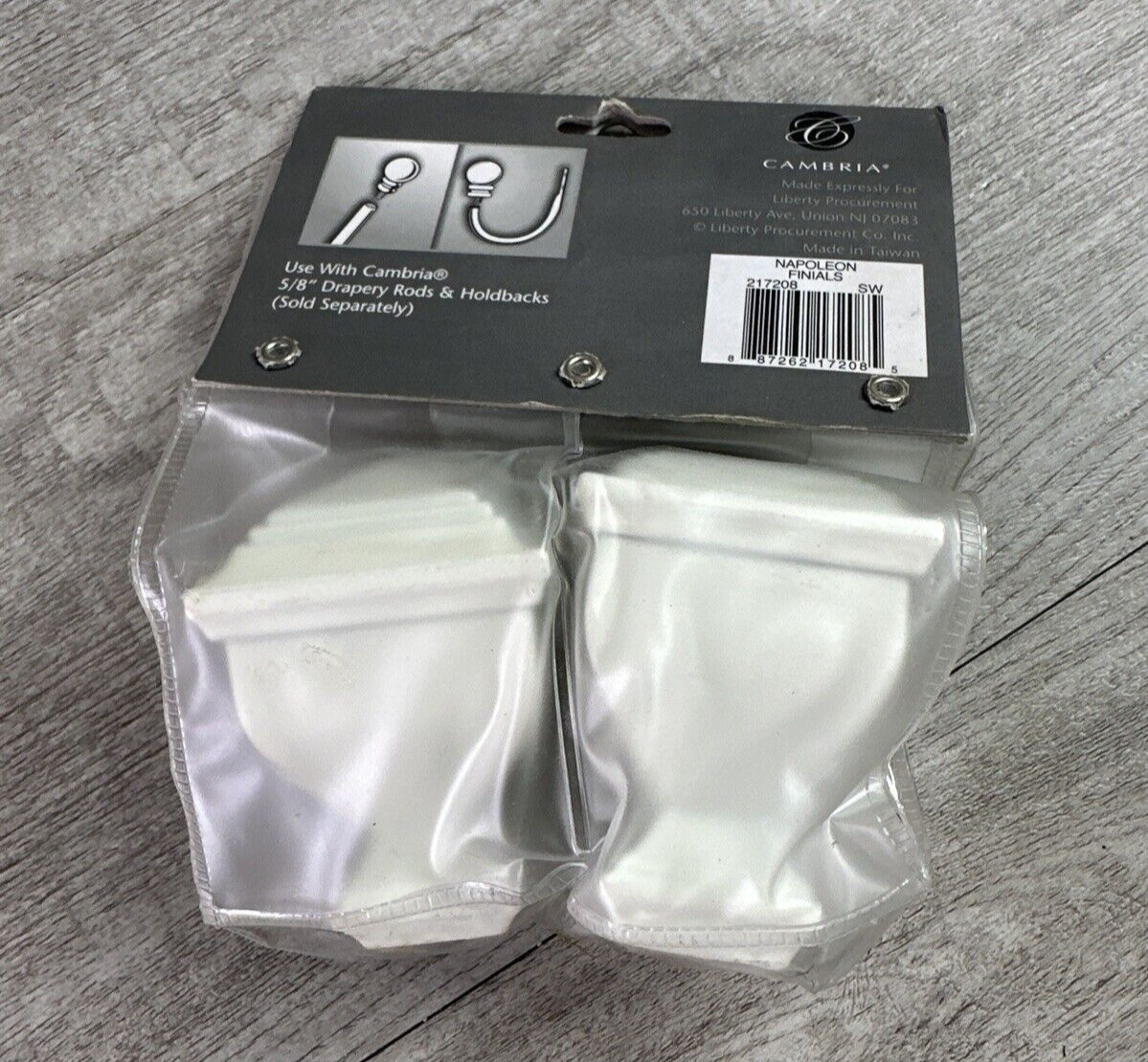 Cambria Classics Brushed Satin White Finials Napoleon Square Screw On New