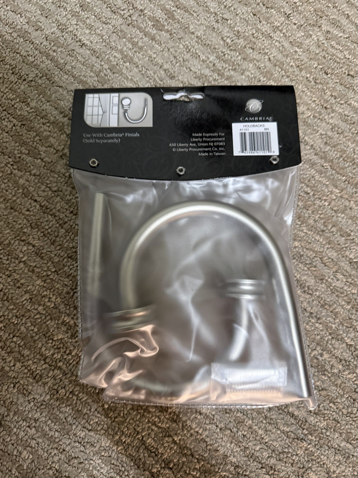 Cambria Premier Brushed Nickel Curtain Holdbacks/ New Unopened
