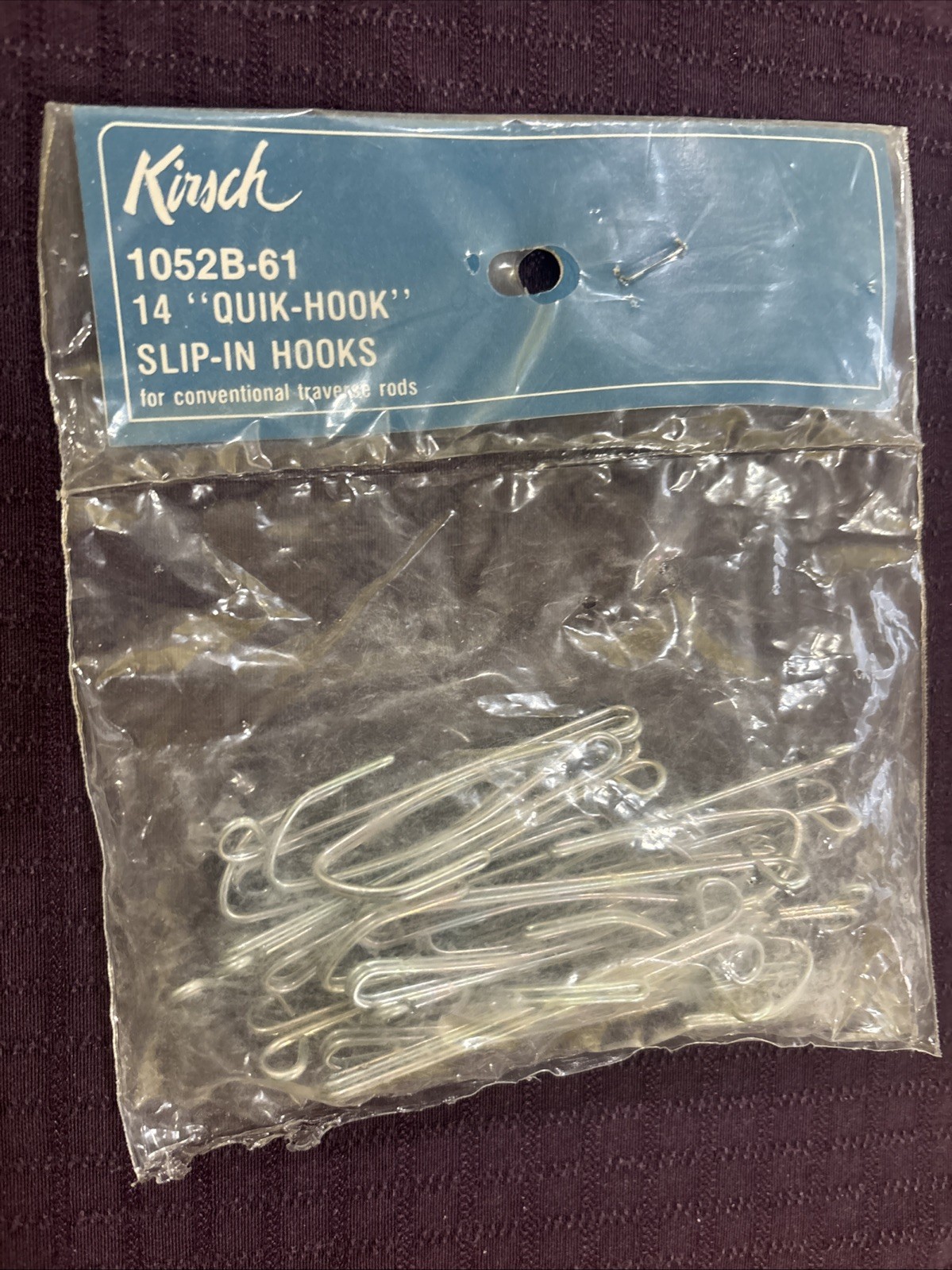 Kirsch 3.0″ Slip-In Long Pin-on Heading Hooks 14 Count for Curtains/ Drapes