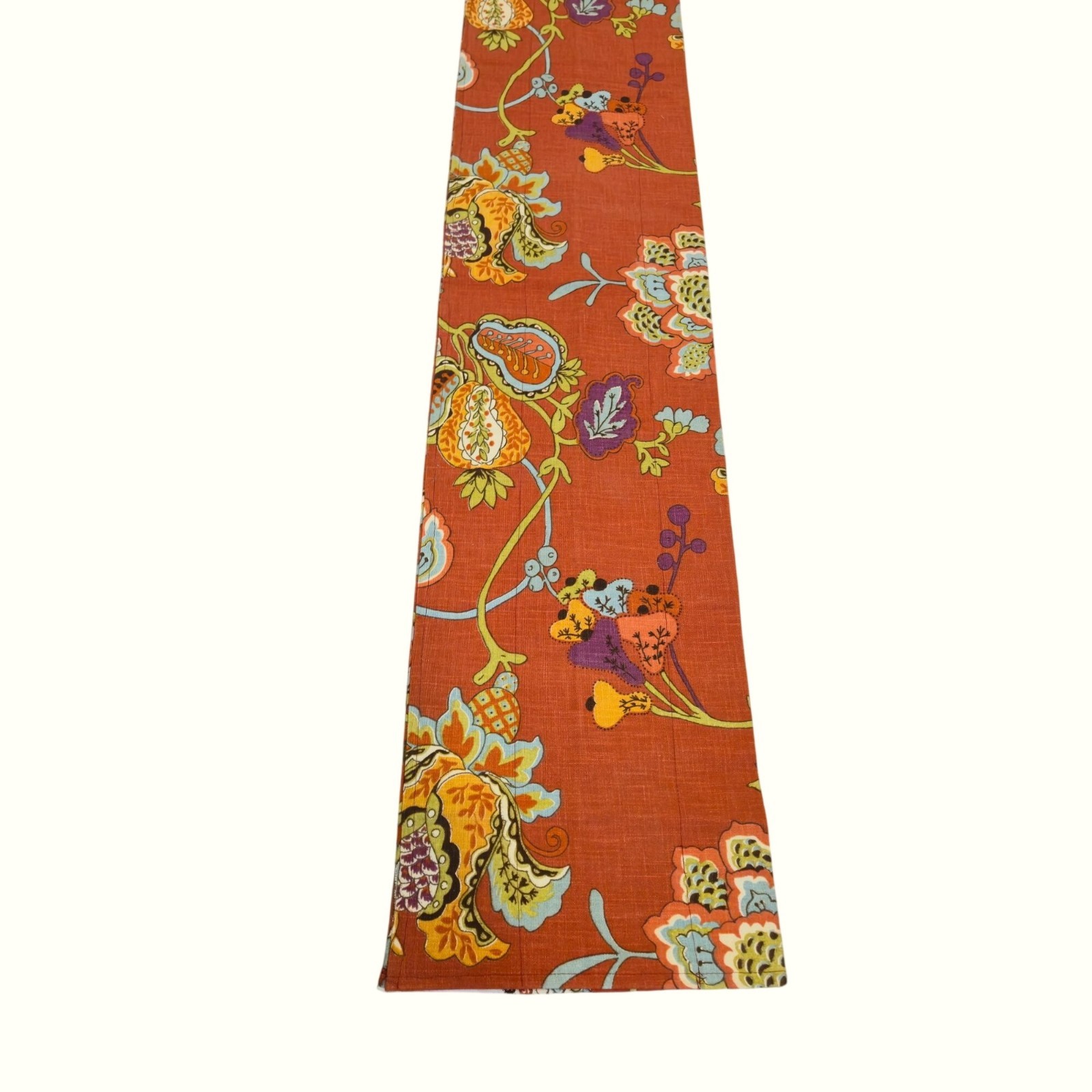 Vintage Handmade Table Runner or Valance Boho Floral Orange Paisley versatile