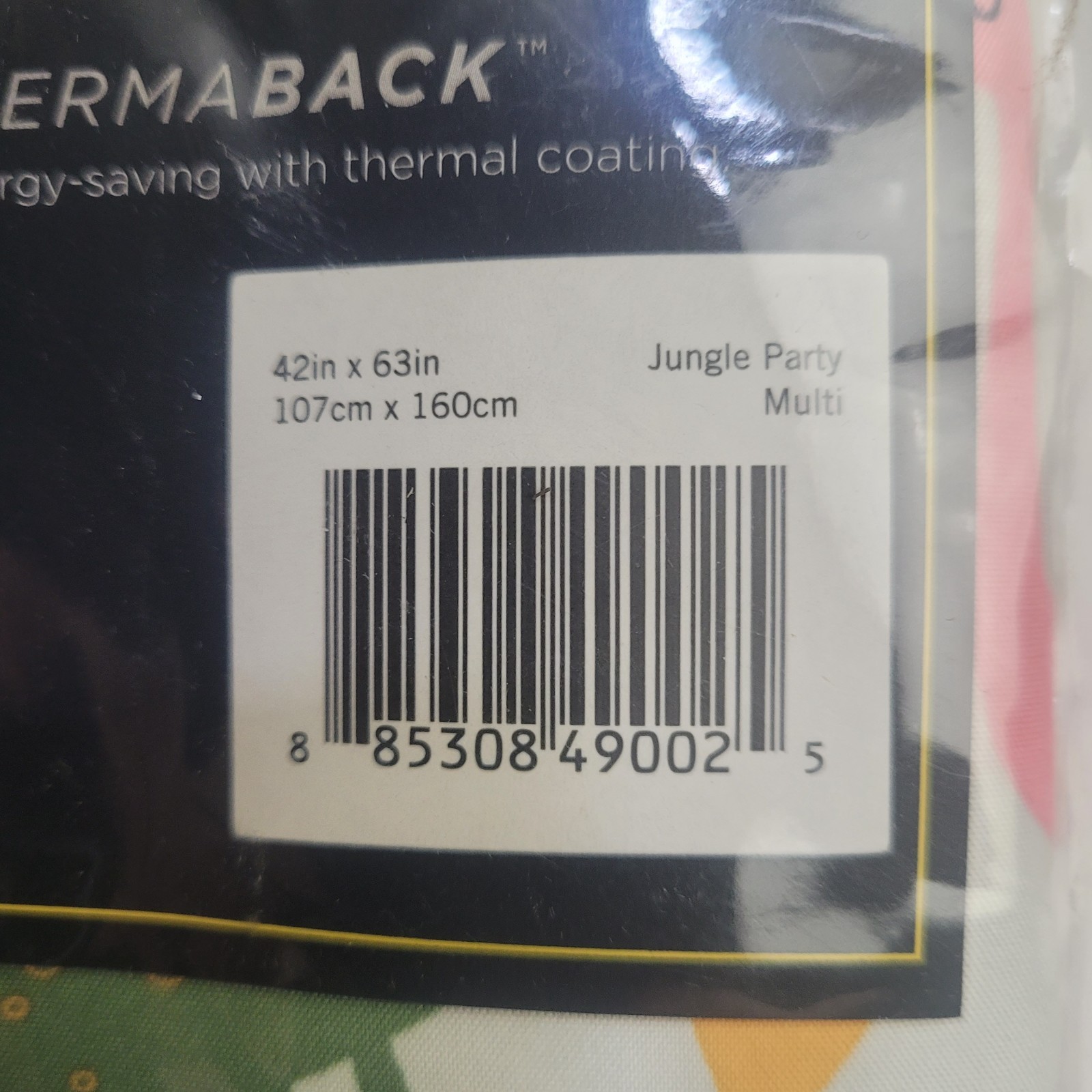 NEW Eclipse Thermaback ‘Jungle Party multi’ Curtain Panels 42x63in Kids #CT5