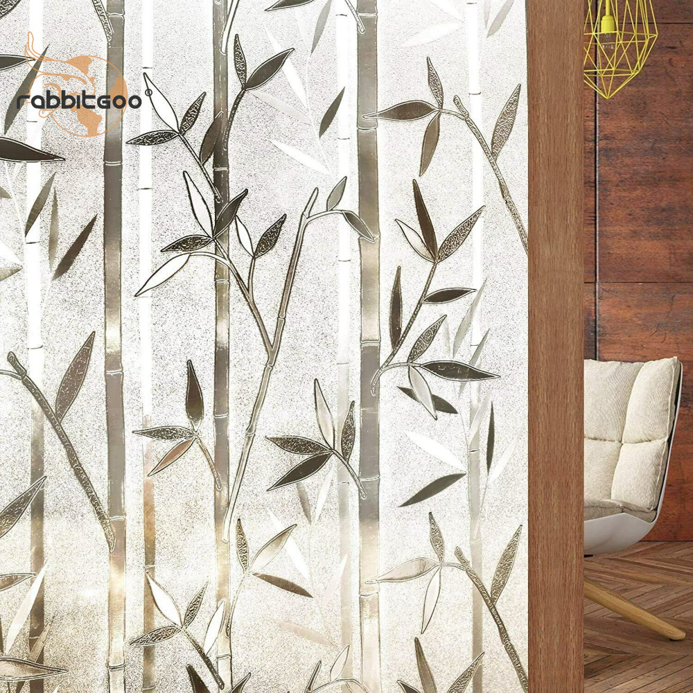 Rabbitgoo Frosted Window Privacy Film Bamboo Static Cling Film Home Decorative