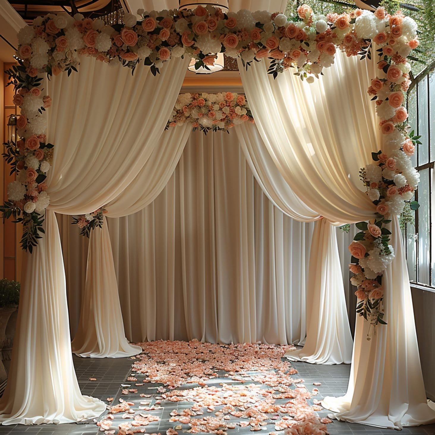20x10ft Wrinkle Ivory Backdrop Curtain for Parties Soft Fabric Drapes Wedding