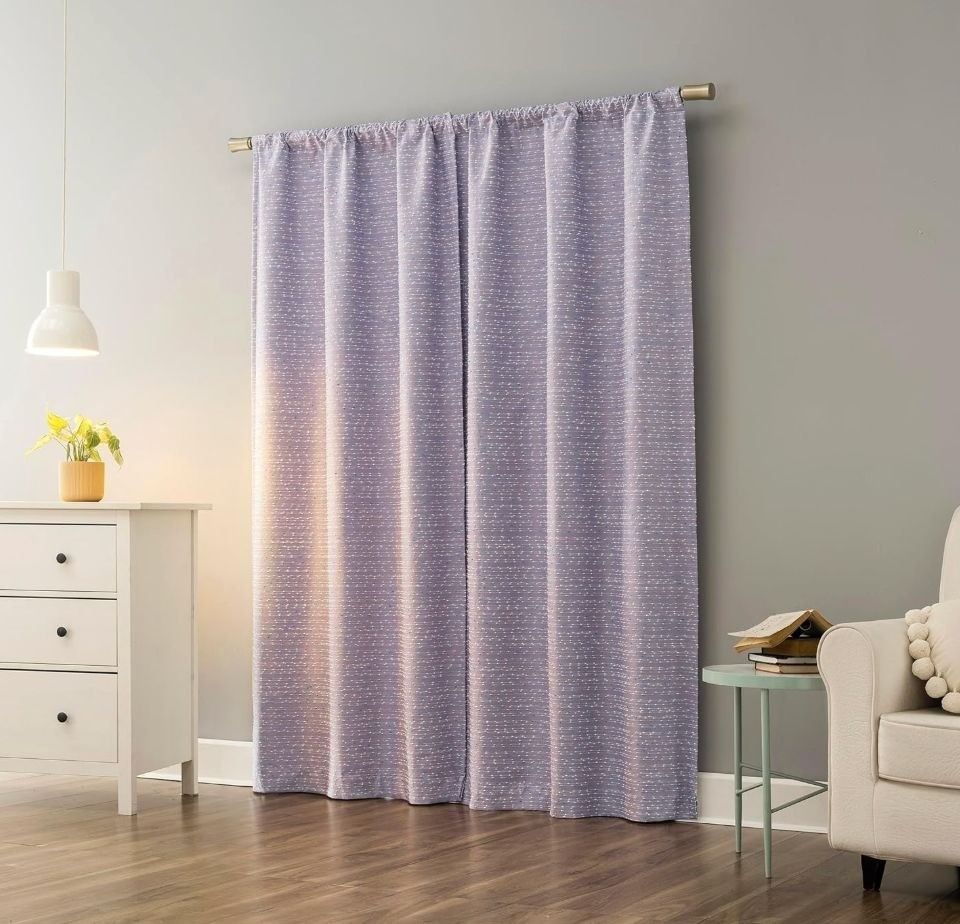 Generation By Sun Zero One Panel Curtain 40″ X 84″ Light Purple White Stripes (P